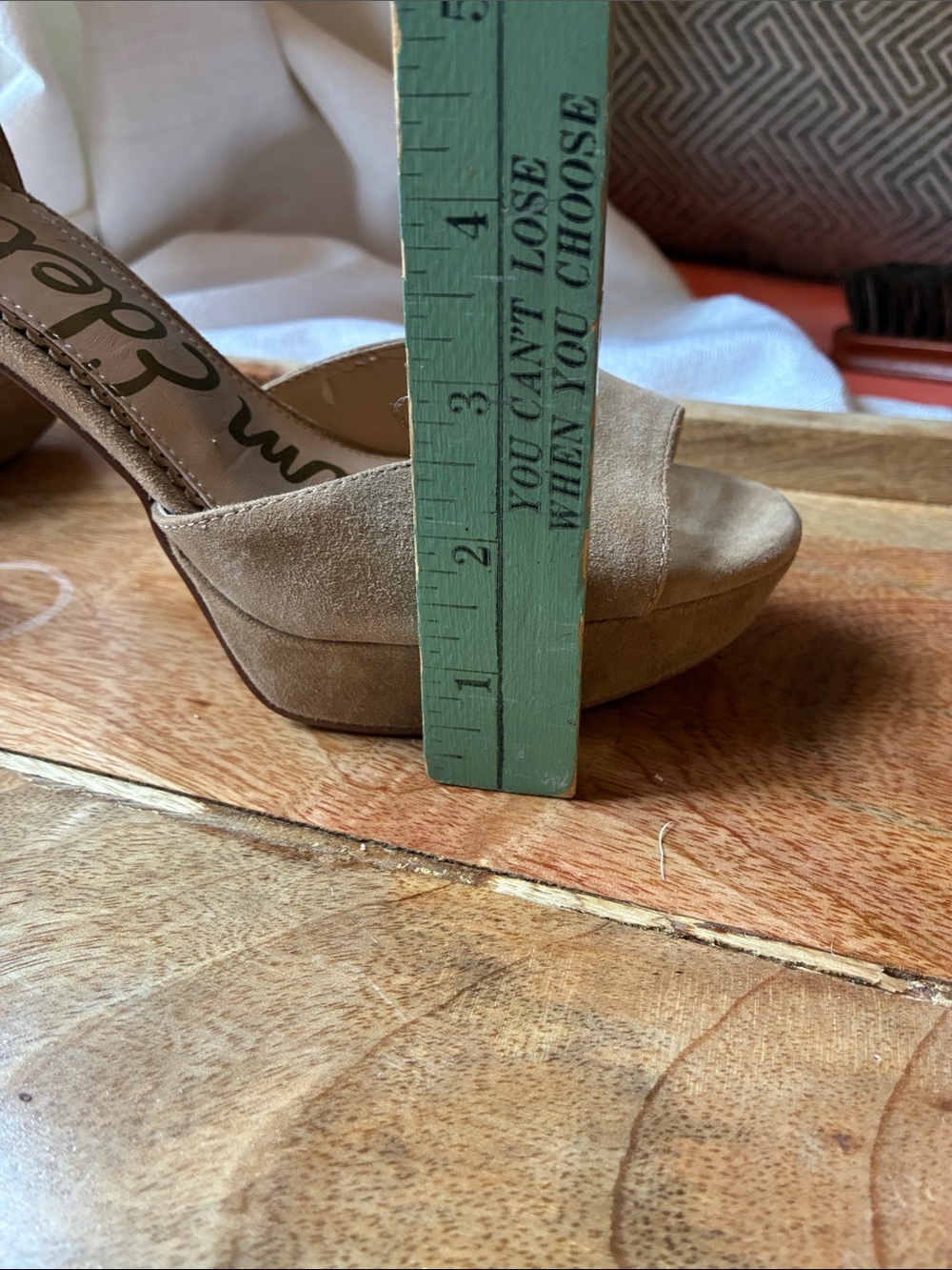 Sam Edelman Tan Suede Platform Peep-Toe Ankle Strap Heels - Picture 16 of 16